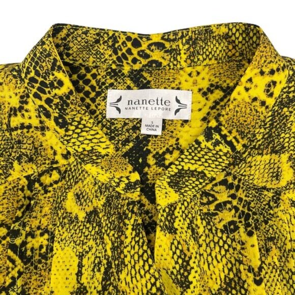 NWT NANETTE Nanette Lepore Snakeskin Button-Down Mandarin Collar Blouse Sz Small - Picture 5 of 6